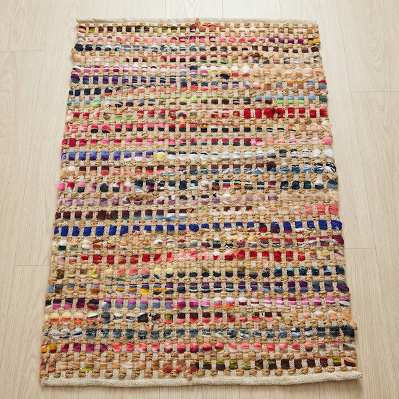 Contemporary Creative Jute Cotton Rectangular Handwoven Area Rug Reversible Durable For Living Room Bedroom Home Office