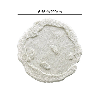 Contemporary Nordic Cotton Linen & Polyester Irregular Round Area Rug Non-Slip Plush Carpet For Living Room & Bedroom