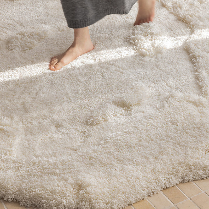 Contemporary Nordic Cotton Linen & Polyester Irregular Round Area Rug Non-Slip Plush Carpet For Living Room & Bedroom