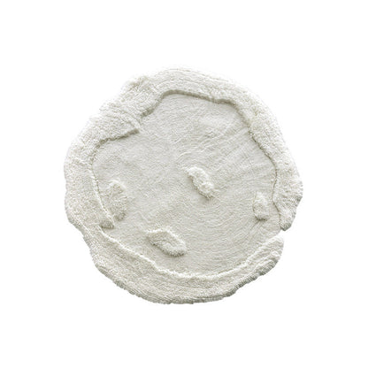Contemporary Nordic Cotton Linen & Polyester Irregular Round Area Rug Non-Slip Plush Carpet For Living Room & Bedroom