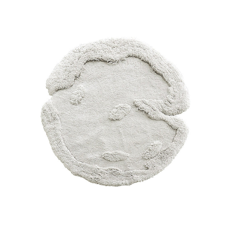 Contemporary Nordic Cotton Linen & Polyester Irregular Round Area Rug Non-Slip Plush Carpet For Living Room & Bedroom