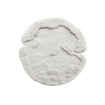 Contemporary Nordic Cotton Linen & Polyester Irregular Round Area Rug Non-Slip Plush Carpet For Living Room & Bedroom