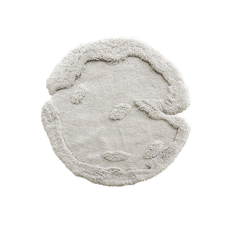 Contemporary Nordic Cotton Linen & Polyester Irregular Round Area Rug Non-Slip Plush Carpet For Living Room & Bedroom
