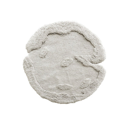 Contemporary Nordic Cotton Linen & Polyester Irregular Round Area Rug Non-Slip Plush Carpet For Living Room & Bedroom