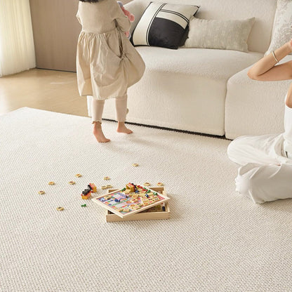 Modern Minimalist Wool Cotton Fabric Blend Rectangular Area Rug Non-Slip Durable Carpet For Living Room & Bedroom