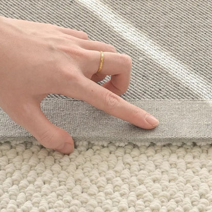 Modern Minimalist Wool Cotton Fabric Blend Rectangular Area Rug Non-Slip Durable Carpet For Living Room & Bedroom