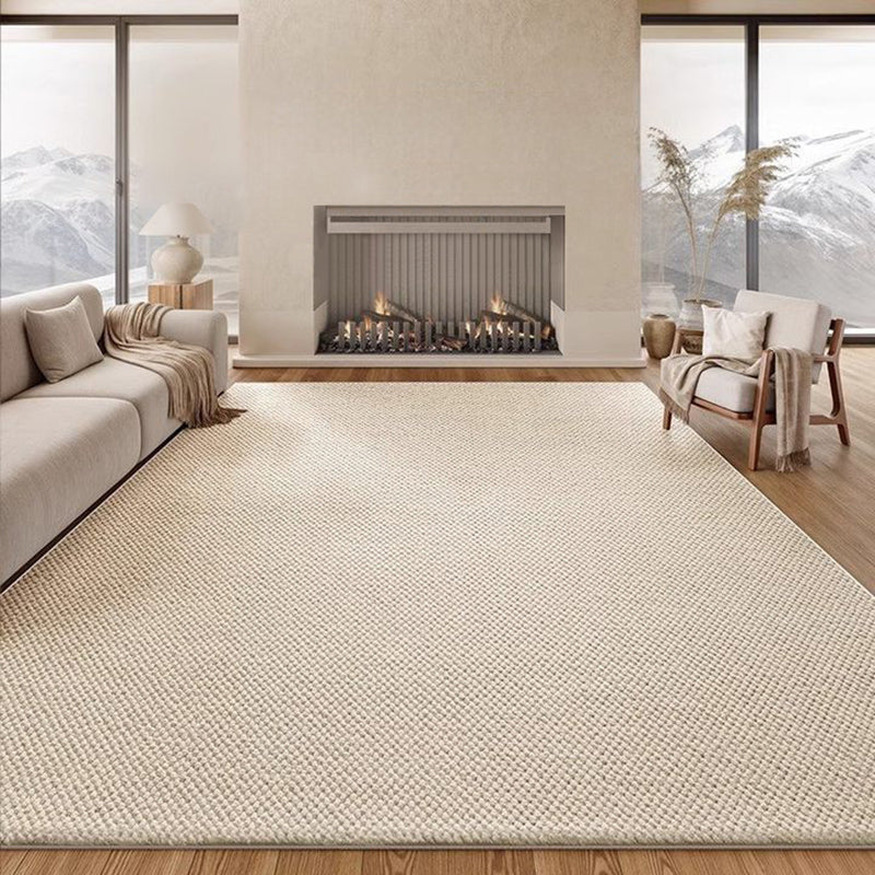 Modern Minimalist Wool Cotton Fabric Blend Rectangular Area Rug Non-Slip Durable Carpet For Living Room & Bedroom