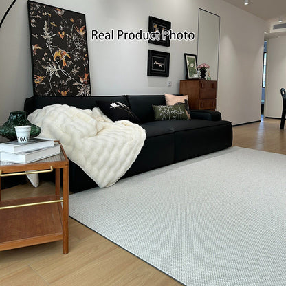 Modern Minimalist Wool Cotton Fabric Blend Rectangular Area Rug Non-Slip Durable Carpet For Living Room & Bedroom