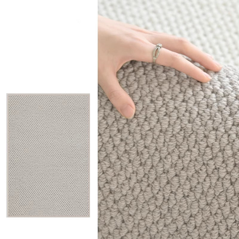 Modern Minimalist Wool Cotton Fabric Blend Rectangular Area Rug Non-Slip Durable Carpet For Living Room & Bedroom