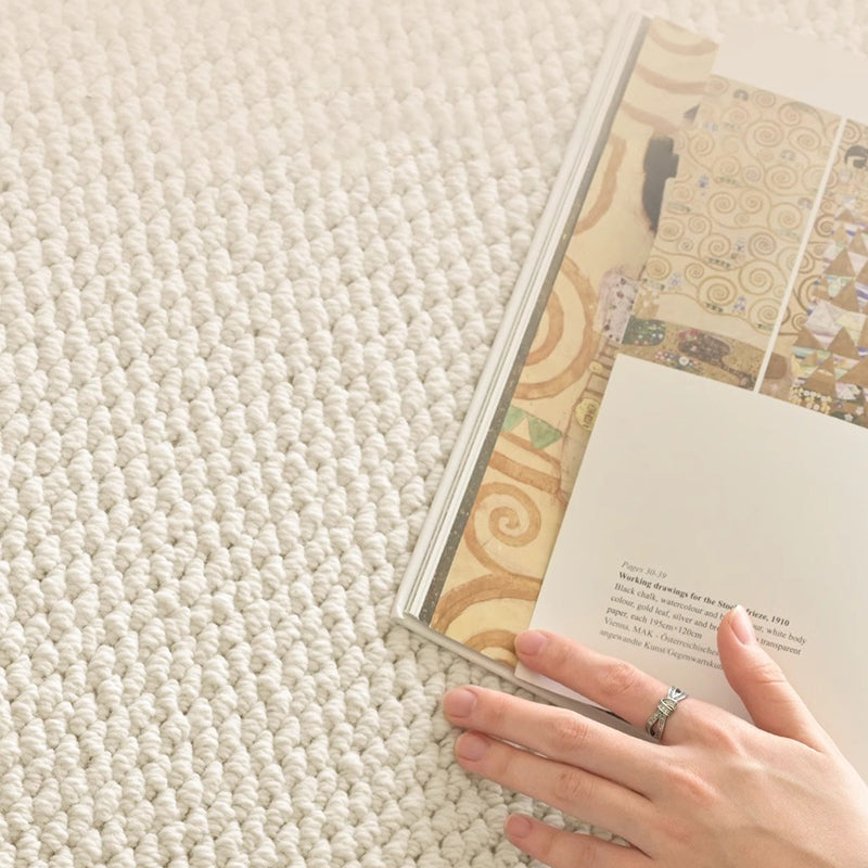 Modern Minimalist Wool Cotton Fabric Blend Rectangular Area Rug Non-Slip Durable Carpet For Living Room & Bedroom