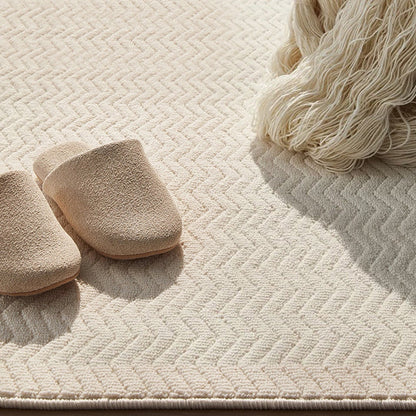 Contemporary Scandinavian Wool Cotton-Linen Blend Nylon Textured Area Rug For Living Room & Bedroom, Non-Slip Plush Carpet
