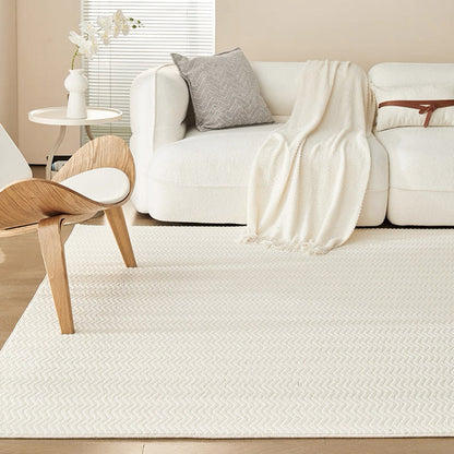Contemporary Scandinavian Wool Cotton-Linen Blend Nylon Textured Area Rug For Living Room & Bedroom, Non-Slip Plush Carpet