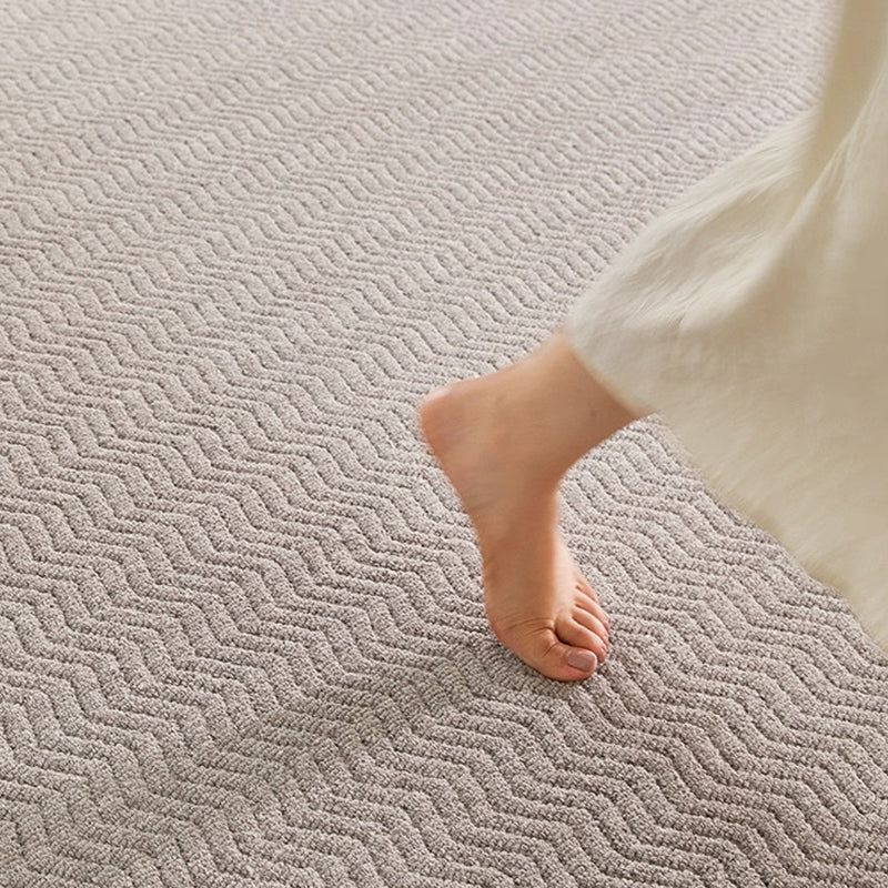 Contemporary Scandinavian Wool Cotton-Linen Blend Nylon Textured Area Rug For Living Room & Bedroom, Non-Slip Plush Carpet