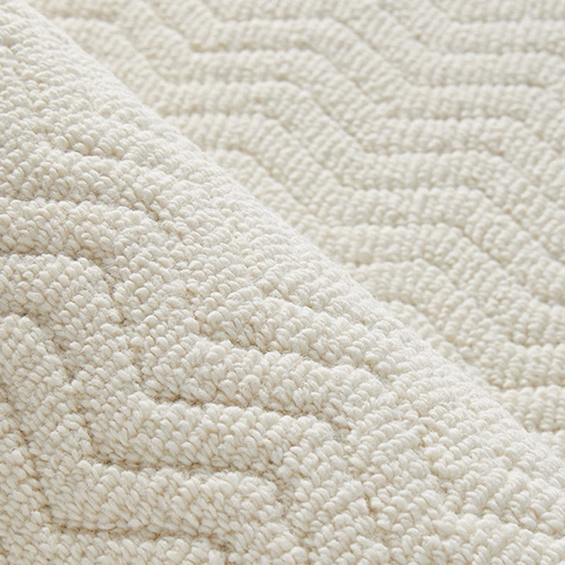 Contemporary Scandinavian Wool Cotton-Linen Blend Nylon Textured Area Rug For Living Room & Bedroom, Non-Slip Plush Carpet
