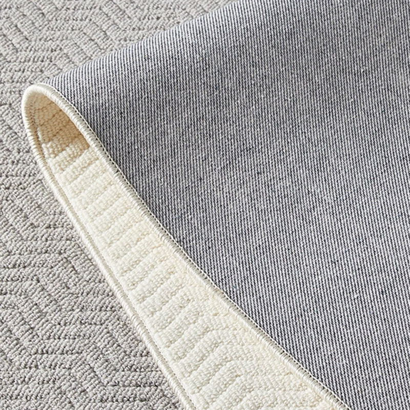 Contemporary Scandinavian Wool Cotton-Linen Blend Nylon Textured Area Rug For Living Room & Bedroom, Non-Slip Plush Carpet
