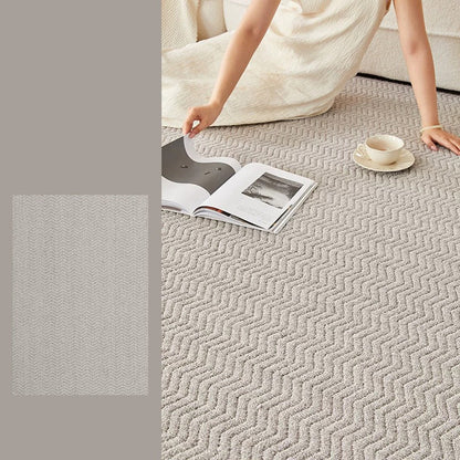 Contemporary Scandinavian Wool Cotton-Linen Blend Nylon Textured Area Rug For Living Room & Bedroom, Non-Slip Plush Carpet