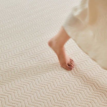 Contemporary Scandinavian Wool Cotton-Linen Blend Nylon Textured Area Rug For Living Room & Bedroom, Non-Slip Plush Carpet