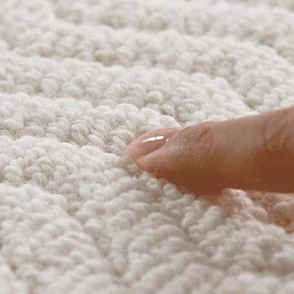 Contemporary Scandinavian Wool Cotton-Linen Blend Nylon Textured Area Rug For Living Room & Bedroom, Non-Slip Plush Carpet