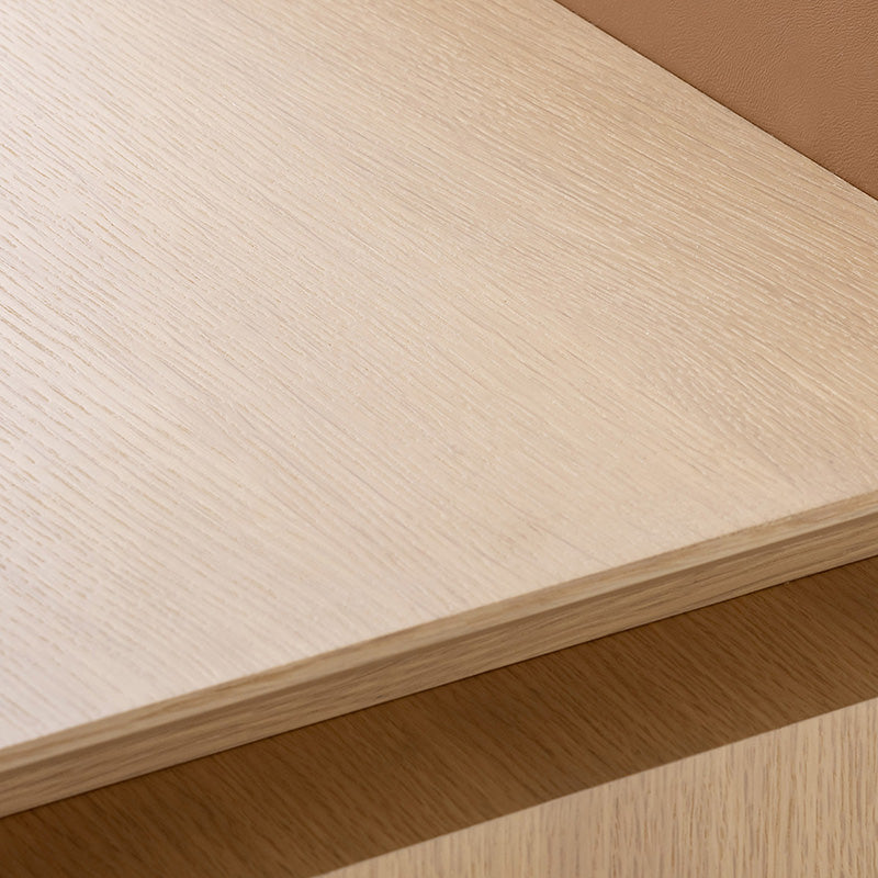 Modern Minimalist White Oak Veneer Solid Wood Plywood Desk With 2 Drawers For Home Office