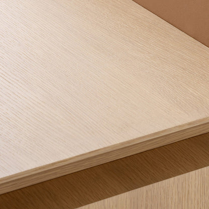 Modern Minimalist White Oak Veneer Solid Wood Plywood Desk With 2 Drawers For Home Office