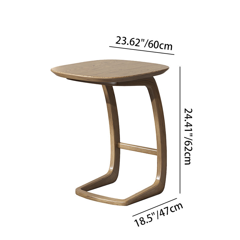 Solid North American Ash Wood C-Shaped Sofa Side Table - Modern Minimalist Coffee & Snack Table