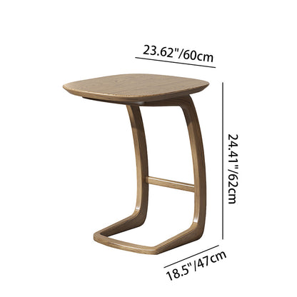 Solid North American Ash Wood C-Shaped Sofa Side Table - Modern Minimalist Coffee & Snack Table