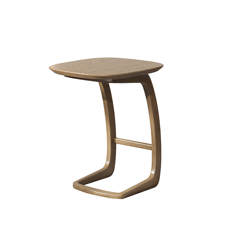 Solid North American Ash Wood C-Shaped Sofa Side Table - Modern Minimalist Coffee & Snack Table
