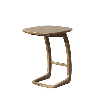 Solid North American Ash Wood C-Shaped Sofa Side Table - Modern Minimalist Coffee & Snack Table