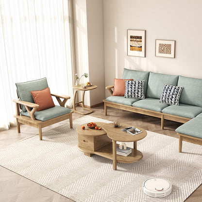 Solid North American Ash Wood C-Shaped Sofa Side Table - Modern Minimalist Coffee & Snack Table