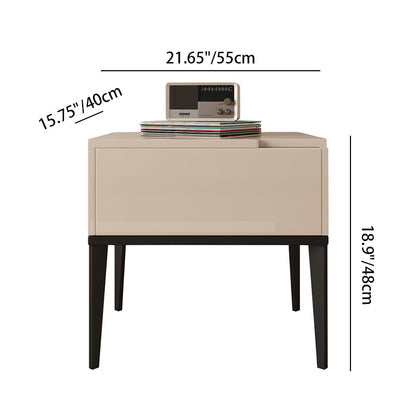 Modern Minimalist E1 MDF Nightstand 1-Drawer With Iron Legs For Bedroom