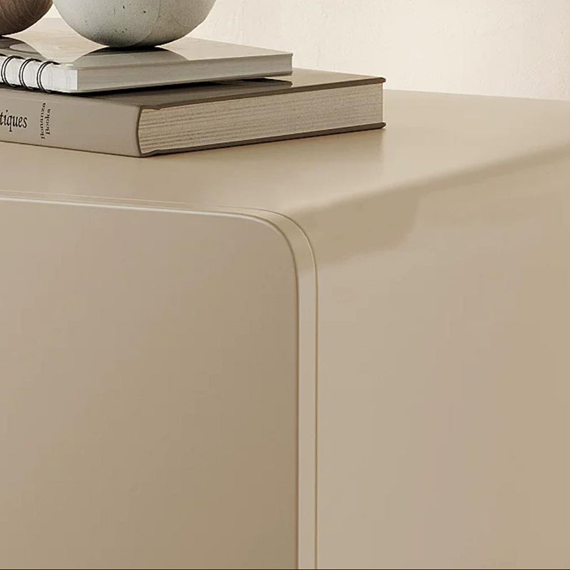 Modern Minimalist Rectangular–Cone Solid Wood & MDF Nightstand With 1 Drawer And Open Storage For Bedroom