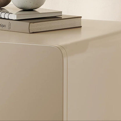 Modern Minimalist Rectangular–Cone Solid Wood & MDF Nightstand With 1 Drawer And Open Storage For Bedroom