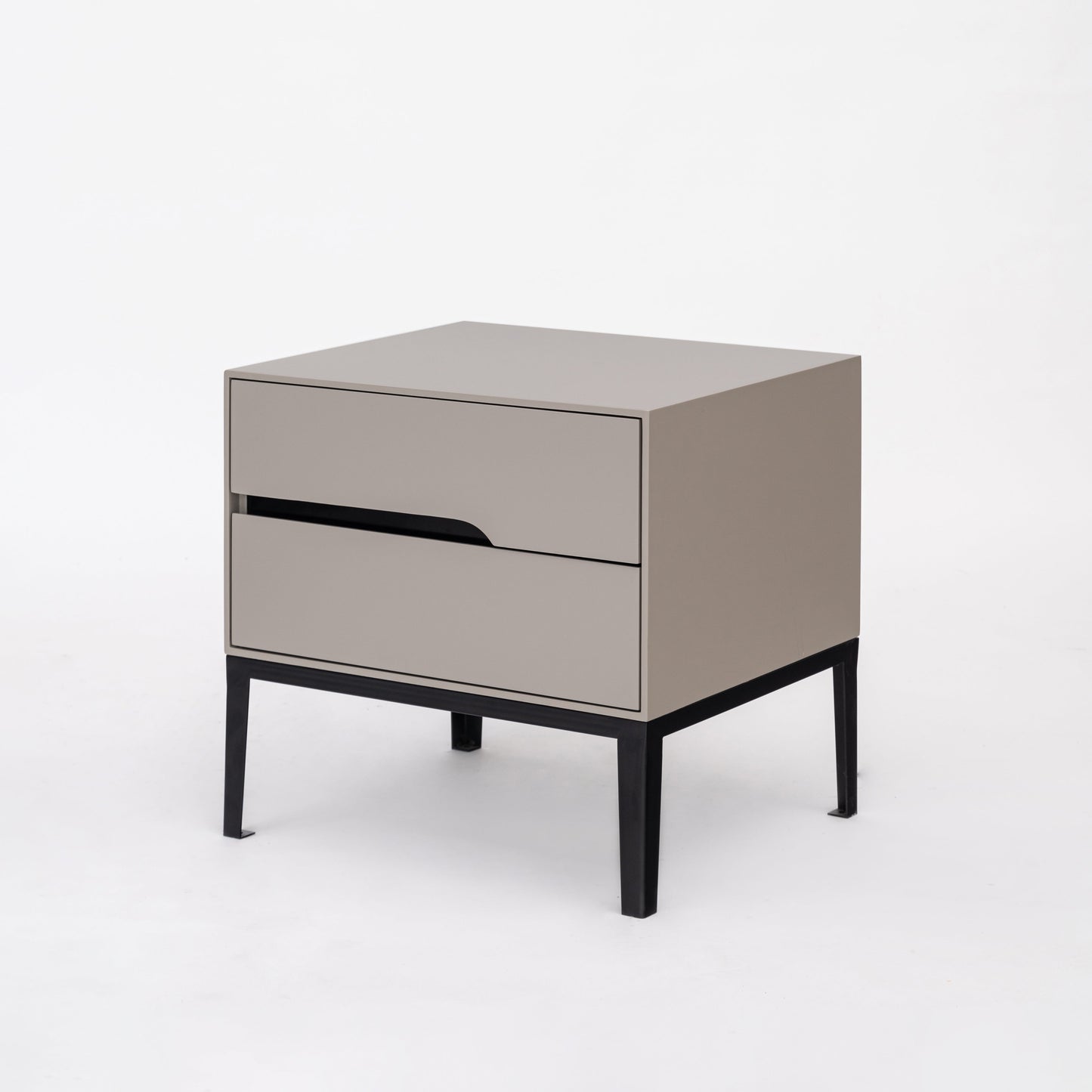 Modern Rectangular MDF Iron Nightstand With 2 Drawers & Open Storage - Space-Saving Bedside Table For Bedroom