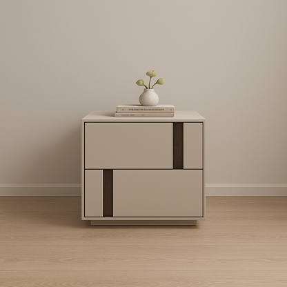 Modern Minimalist Rectangular Nightstand With 2 Drawers E1 MDF Featuring Smooth-Sliding Rails For Bedroom