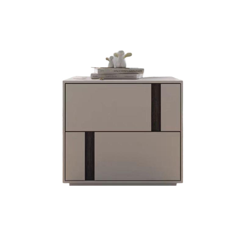 Modern Minimalist Rectangular Nightstand With 2 Drawers E1 MDF Featuring Smooth-Sliding Rails For Bedroom