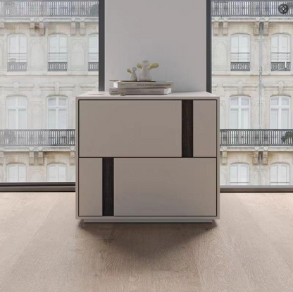 Modern Minimalist Rectangular Nightstand With 2 Drawers E1 MDF Featuring Smooth-Sliding Rails For Bedroom
