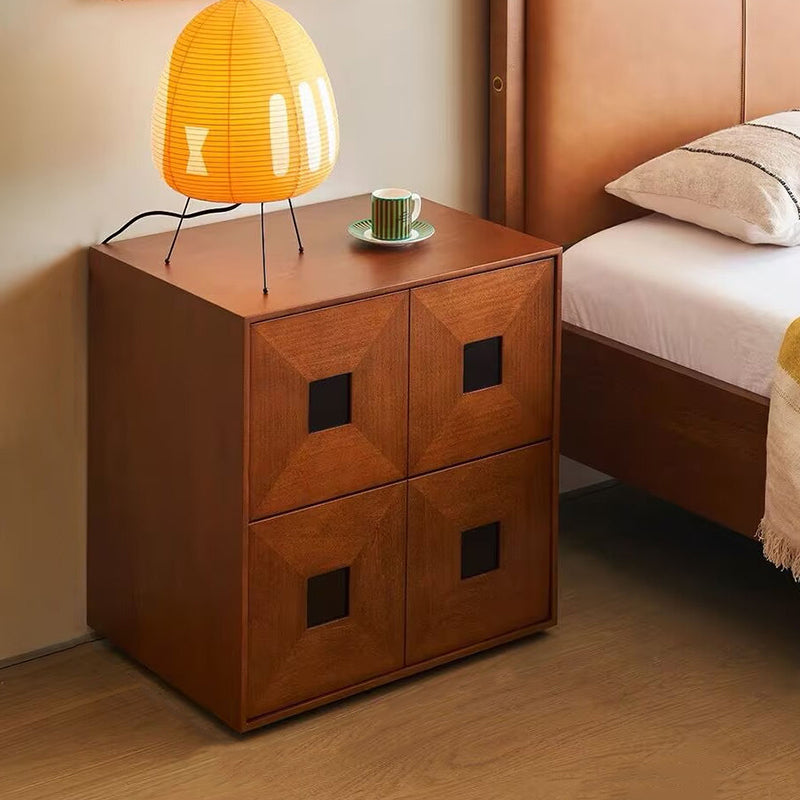 Contemporary Retro Solid Wood Plywood Storage Cabinet With 2 Drawers - Smooth Slides & Compact Design For Living Room & Bedroom
