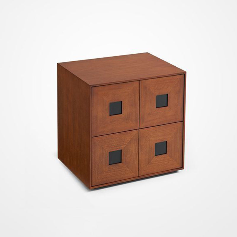Contemporary Retro Solid Wood Plywood Storage Cabinet With 2 Drawers - Smooth Slides & Compact Design For Living Room & Bedroom