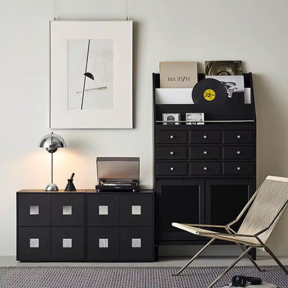 Contemporary Retro Solid Wood Plywood Storage Cabinet With 2 Drawers - Smooth Slides & Compact Design For Living Room & Bedroom