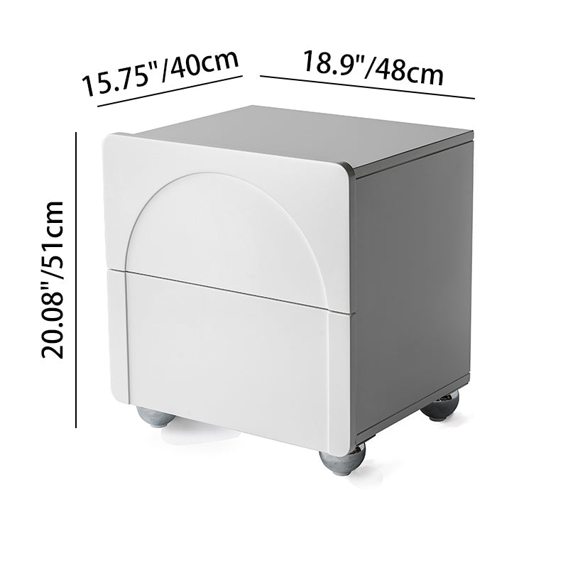 Modern Minimalist Rectangular Nightstand With 2 Drawers E1 Eco-Friendly MDF Rounded Corners & Plastic Base For Bedroom