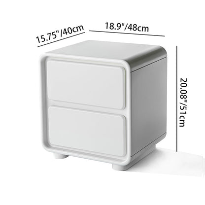 Modern Minimalist Rectangular Nightstand With 2 Drawers E1 Eco-Friendly MDF Smooth Slides Rounded Corners For Bedroom Storage