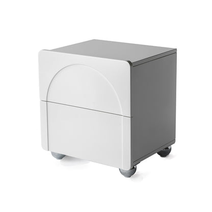 Modern Minimalist Rectangular Nightstand With 2 Drawers E1 Eco-Friendly MDF Rounded Corners & Plastic Base For Bedroom