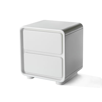Modern Minimalist Rectangular Nightstand With 2 Drawers E1 Eco-Friendly MDF Smooth Slides Rounded Corners For Bedroom Storage