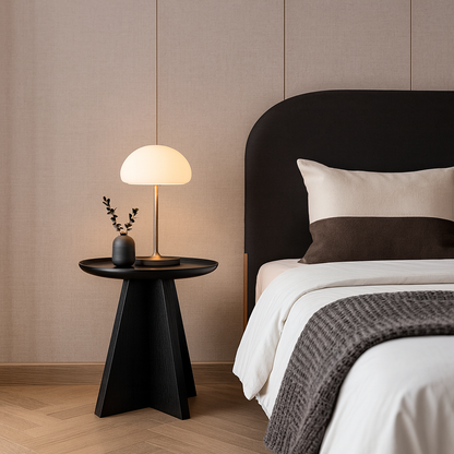 Modern Minimalist Round Side Table With Raised Edge - Plywood & E1 MDF For Living Room & Bedroom