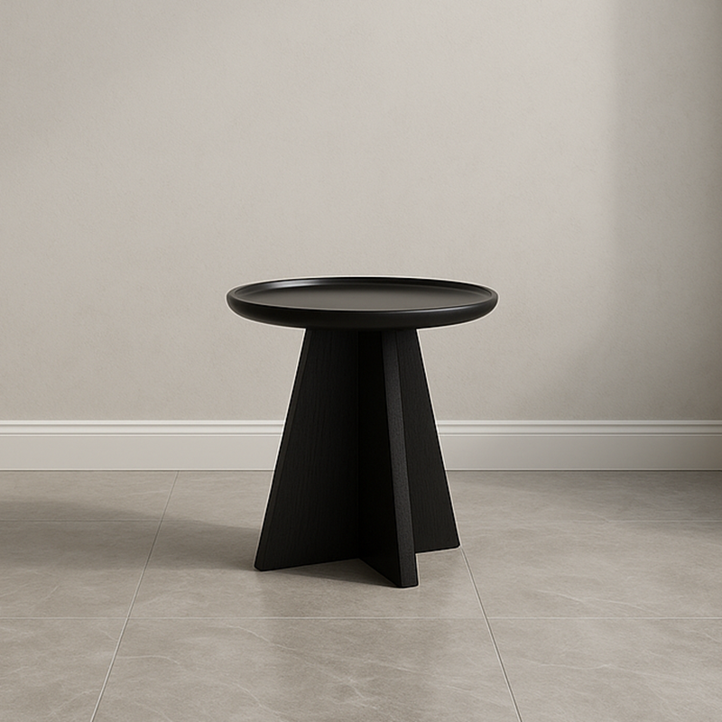 Modern Minimalist Round Side Table With Raised Edge - Plywood & E1 MDF For Living Room & Bedroom