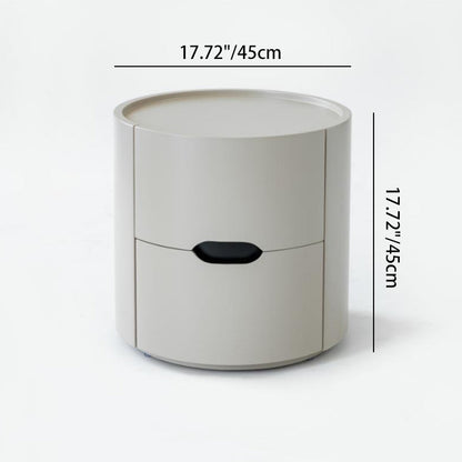 Modern Minimalist Cylinder Plywood & E1 MDF Nightstand With Double Storage Drawers And Protective Raised Rim For Bedroom