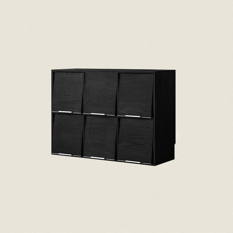 Modern Minimalist Flip-Up Door Storage Cabinet - Multi-Layer Solid Wood, Floor-Standing Organizer For Living Room