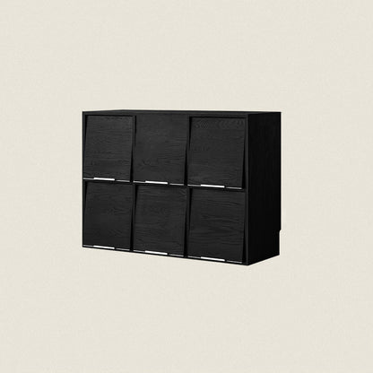 Modern Minimalist Flip-Up Door Storage Cabinet - Multi-Layer Solid Wood, Floor-Standing Organizer For Living Room