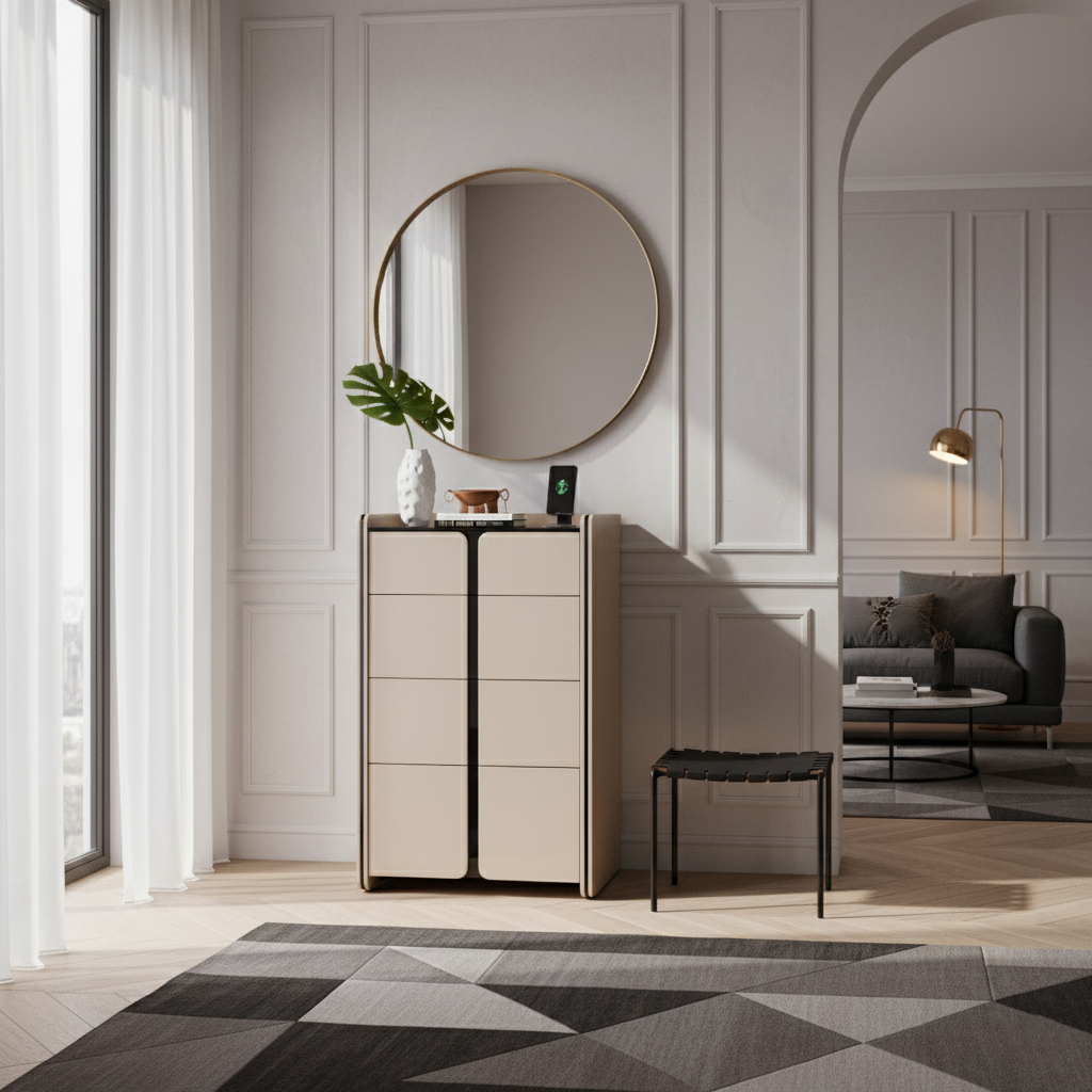 Modern Minimalist Storage Cabinet With Drawers - E1 Eco-friendly MDF Sideboard For Living Room & Bedroom