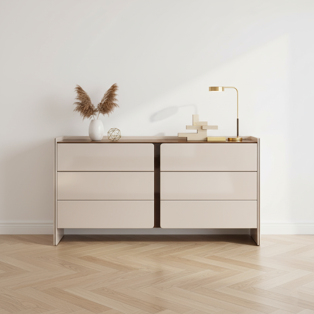 Modern Minimalist Storage Cabinet With Drawers - E1 Eco-friendly MDF Sideboard For Living Room & Bedroom